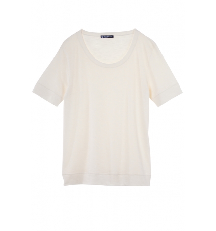 Petit Bateau T-shirt femme col rond en jersey flammé Beige Coquille