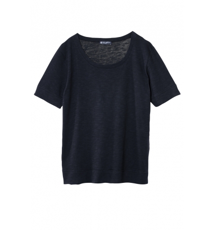 Petit Bateau T-shirt femme col rond en jersey flammé Noir Capecod Petit Bateau T-shirt femme col rond en jersey flammé Noir Capecod