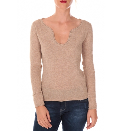 Vision de Rêve Pull Col V 4 boutons 1008 Beige - 1 acheté = 1 offert