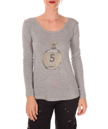 Vision de Rêve Pull Five Col Rond 1036 Gris