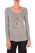 Vision de Rêve Pull Five Col Rond 1036 Gris