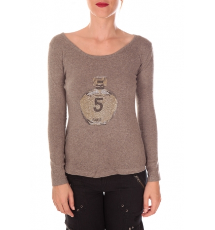 Vision de Rêve Pull Five Col Rond 1036 Taupe - 