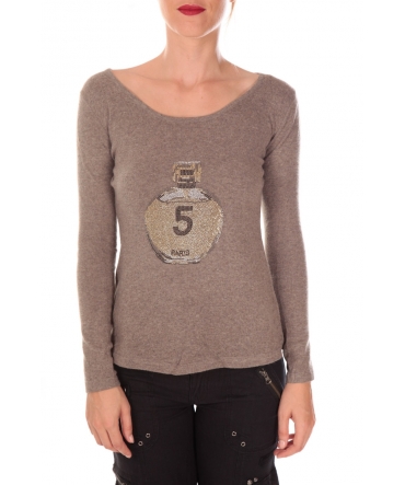 Vision de Rêve Pull Five Col Rond 1036 Taupe