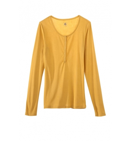 Petit Bateau T-shirt ML Femme Tunisien en Coton léger Jaune inca Petit Bateau T-shirt ML Femme Tunisien en Coton léger Jaune inca
