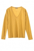 Petit Bateau T-shirt ML Femme Col V en Jersey Flammé Jaune inca