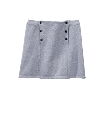 Petit Bateau Jupe Courte Femme Trapèze en Molleton Fleece Gris subway