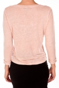 PETIT BATEAU T-shirt femme manches 3/4 encolure ronde en lin rose Pastela