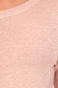 PETIT BATEAU T-shirt femme manches 3/4 encolure ronde en lin rose Pastela