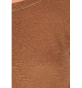 PETIT BATEAU T-shirt femme manches 3/4 encolure ronde en lin marron Camella