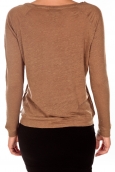 PETIT BATEAU T-shirt femme manches longues esprit sweat en lin marron Camella 
