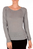 PETIT BATEAU T-shirt femme manches longues esprit sweat en lin gris Grisa 