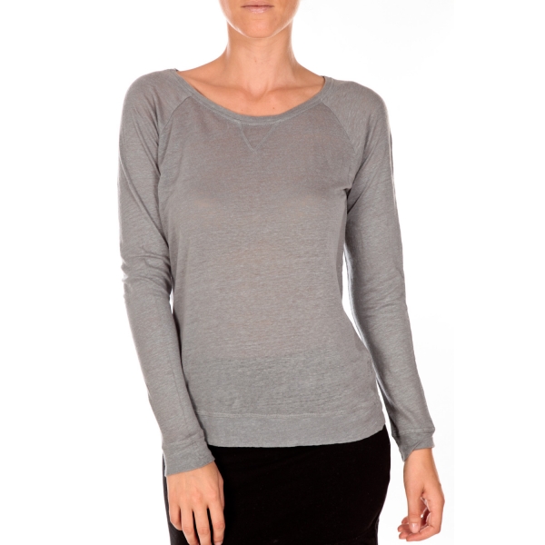 T shirt gris manche longue femme outlet
