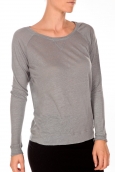 PETIT BATEAU T-shirt femme manches longues esprit sweat en lin gris Grisa 