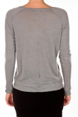 PETIT BATEAU T-shirt femme manches longues esprit sweat en lin gris Grisa 