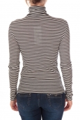 PETIT BATEAU Sous pull femme rayé en coton léger côtelé noir Noir / beige Coquille