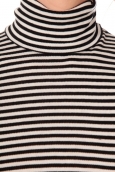 PETIT BATEAU Sous pull femme rayé en coton léger côtelé noir Noir / beige Coquille
