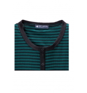 PETIT BATEAU Cardigan femme rayé en coton léger côtelé noir Noir / vert Fir 