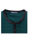 PETIT BATEAU Cardigan femme rayé en coton léger côtelé noir Noir / vert Fir 