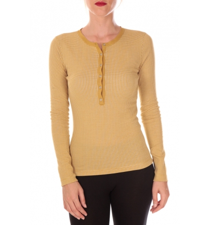 PETIT BATEAU T-shirt tunisien femme en milleraies imprimé vichy jaune Inca / blanc Lait