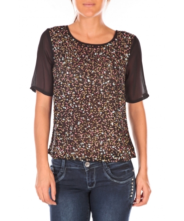 Vero Moda IXUS 2/4 Top HC Wall Aug Noir