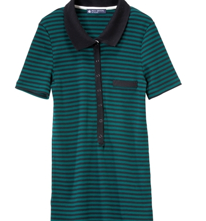 Petit Bateau Polo femme rayé en coton léger côtelé noir Noir / Vert