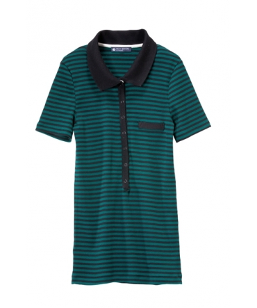 Petit Bateau Polo femme rayé en coton léger côtelé noir Noir / Vert