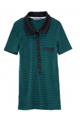 Petit Bateau Polo femme rayé en coton léger côtelé noir Noir / Vert