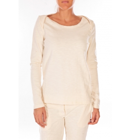 Petit Bateau Sweat Shirt en coton enflammé beige coquille