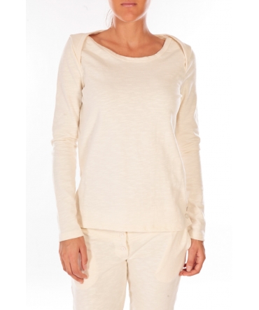 Petit Bateau Sweat Shirt en coton enflammé beige coquille