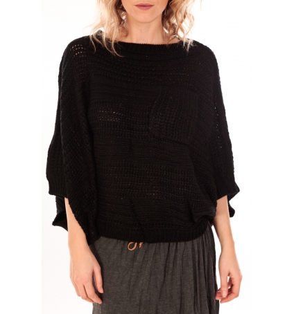 De Fil En Aiguille Pull Poncho Sophyline T-1614 Noir