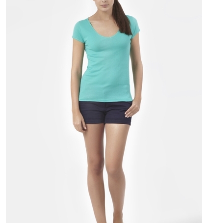 PETIT BATEAU T-shirt femme col V en coton léger 32804 69 Vert