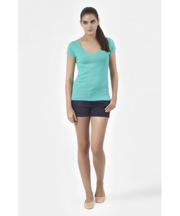 PETIT BATEAU T-shirt femme col V en coton léger 32804 69 Vert