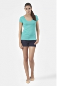 PETIT BATEAU T-shirt femme col V en coton léger 32804 69 Vert