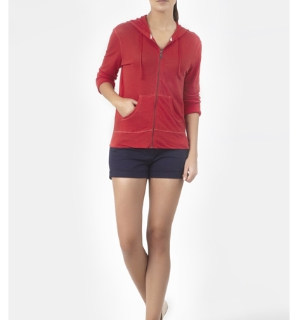 PETIT BATEAU Veste zippée femme à capuche en lin 32928 23 Rouge