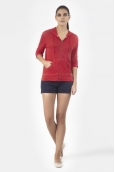 PETIT BATEAU Veste zippée femme à capuche en lin 32928 23 Rouge