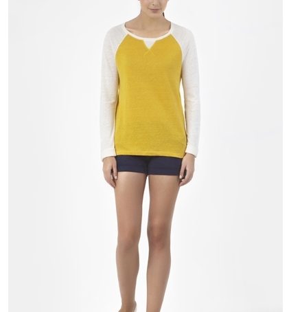 PETIT BATEAU T-shirt femme manches longues en lin 32929 83 Jaune