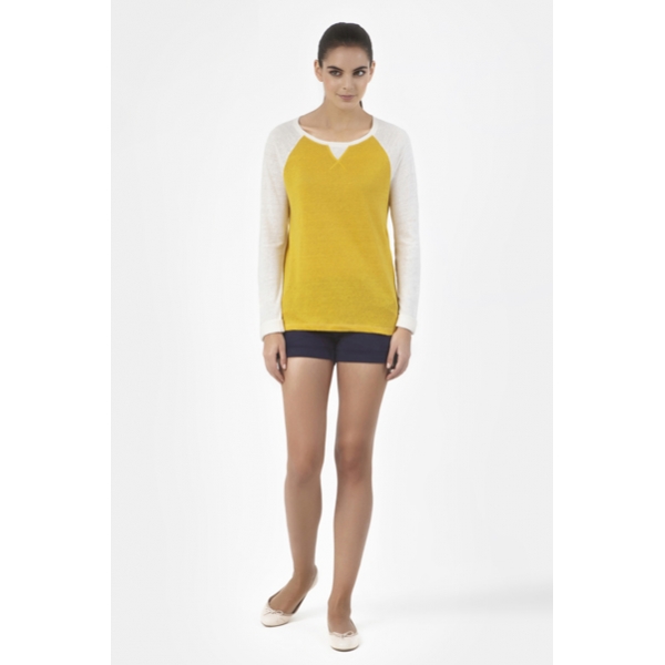 T shirt jaune femme manche longue sales