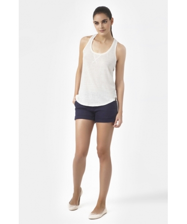 PETIT BATEAU Débardeur femme dos nageur en lin 32930 40 Blanc