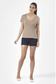 PETIT BATEAU T-shirt femme manches courtes col V en lin 32931 25 Marron