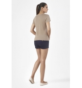 PETIT BATEAU T-shirt femme manches courtes col V en lin 32931 25 Marron