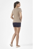 PETIT BATEAU T-shirt femme manches courtes col V en lin 32931 25 Marron