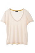 PETIT BATEAU T-shirt femme manches courtes col V en lin 32931 40 Blanc