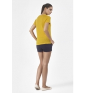 PETIT BATEAU T-shirt femme manches courtes col V en lin 32931 73 Jaune