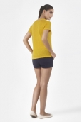 PETIT BATEAU T-shirt femme manches courtes col V en lin 32931 73 Jaune