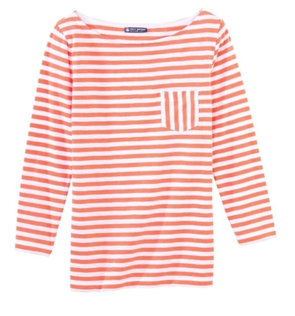 PETIT BATEAU T-shirt femme manches 3/4 rayé en jersey flammé 32329 87 Orange