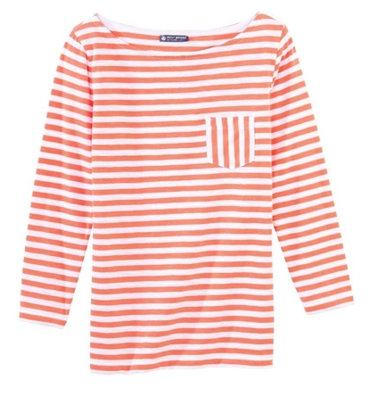 PETIT BATEAU T-shirt femme manches 3/4 rayé en jersey flammé 32329 87 Orange