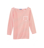 PETIT BATEAU T-shirt femme manches 3/4 rayé en jersey flammé 32329 87 Orange