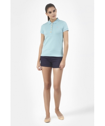 PETIT BATEAU Polo femme en piqué de coton stretch 33608 02 Bleu