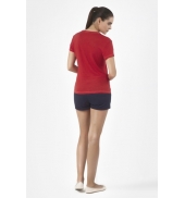 Petit Bateau T-shirt femme manches courtes col V en lin 32931 23 Rouge