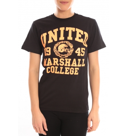 Sweet Company T-shirt United Marshall College Tissu Noir & Écriture Orange